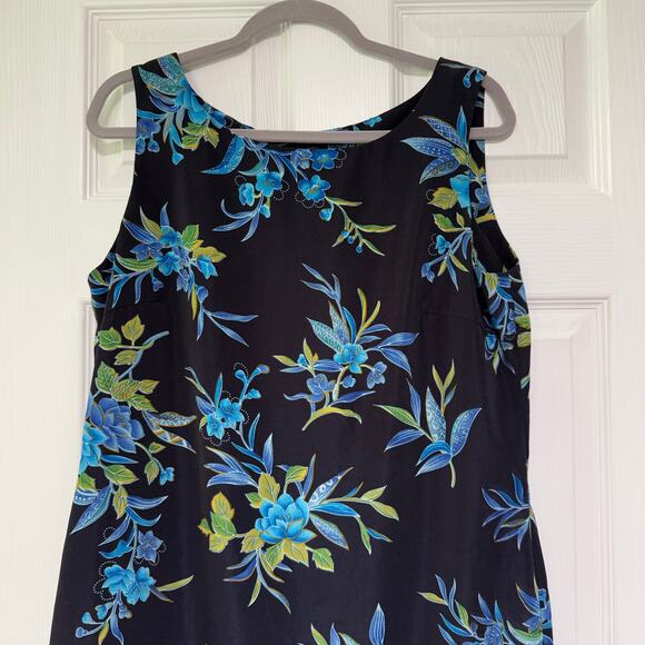 Studio I Women's Floral Blue Navy Sleeveless Maxi Dress Size 12 - Picture 2 of 12